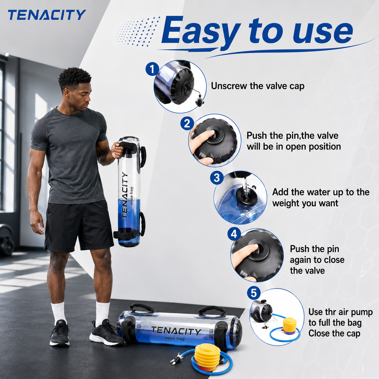 Tenacity Aqua Bag easy to use filling steps