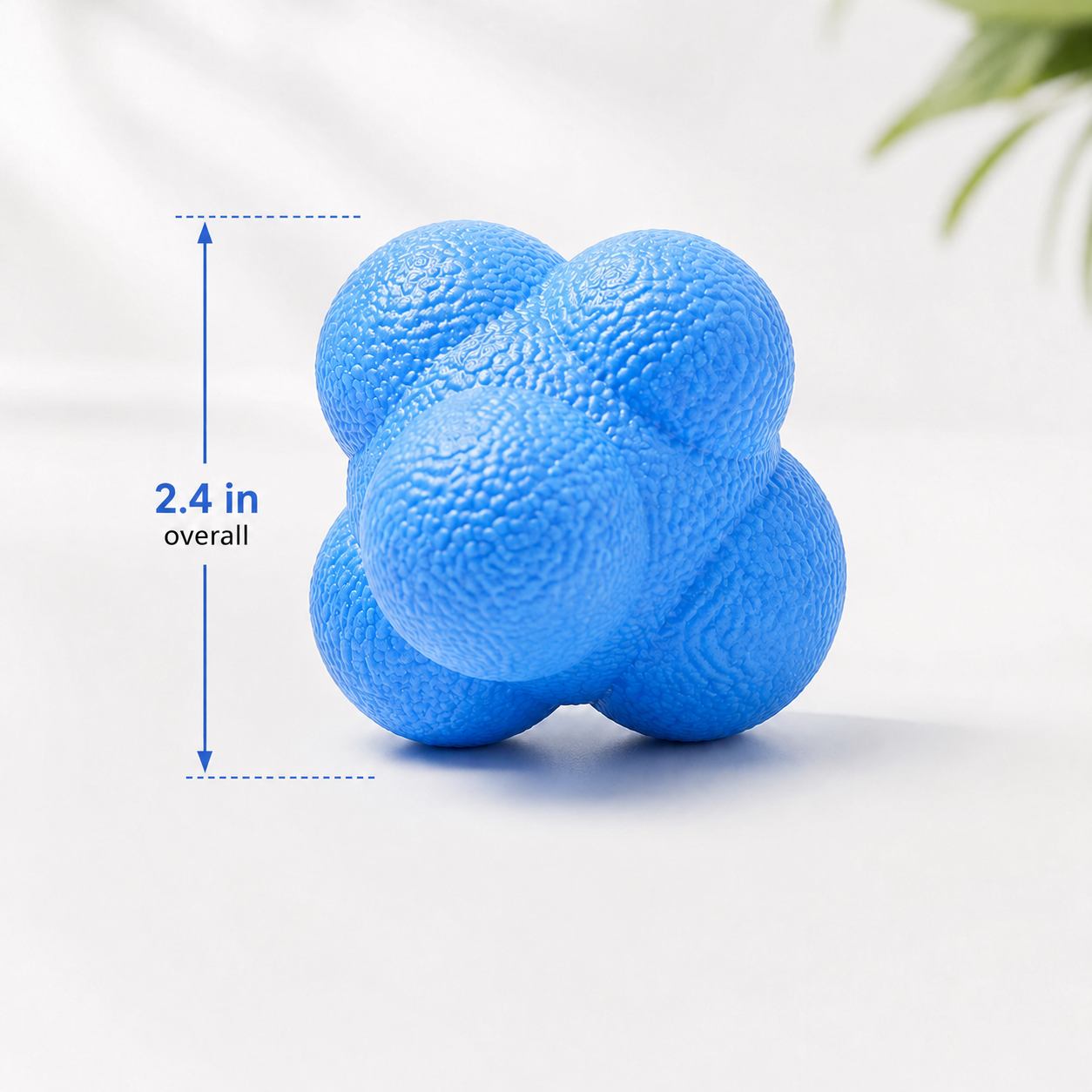 Blue reaction ball with 2.4 inch size detail