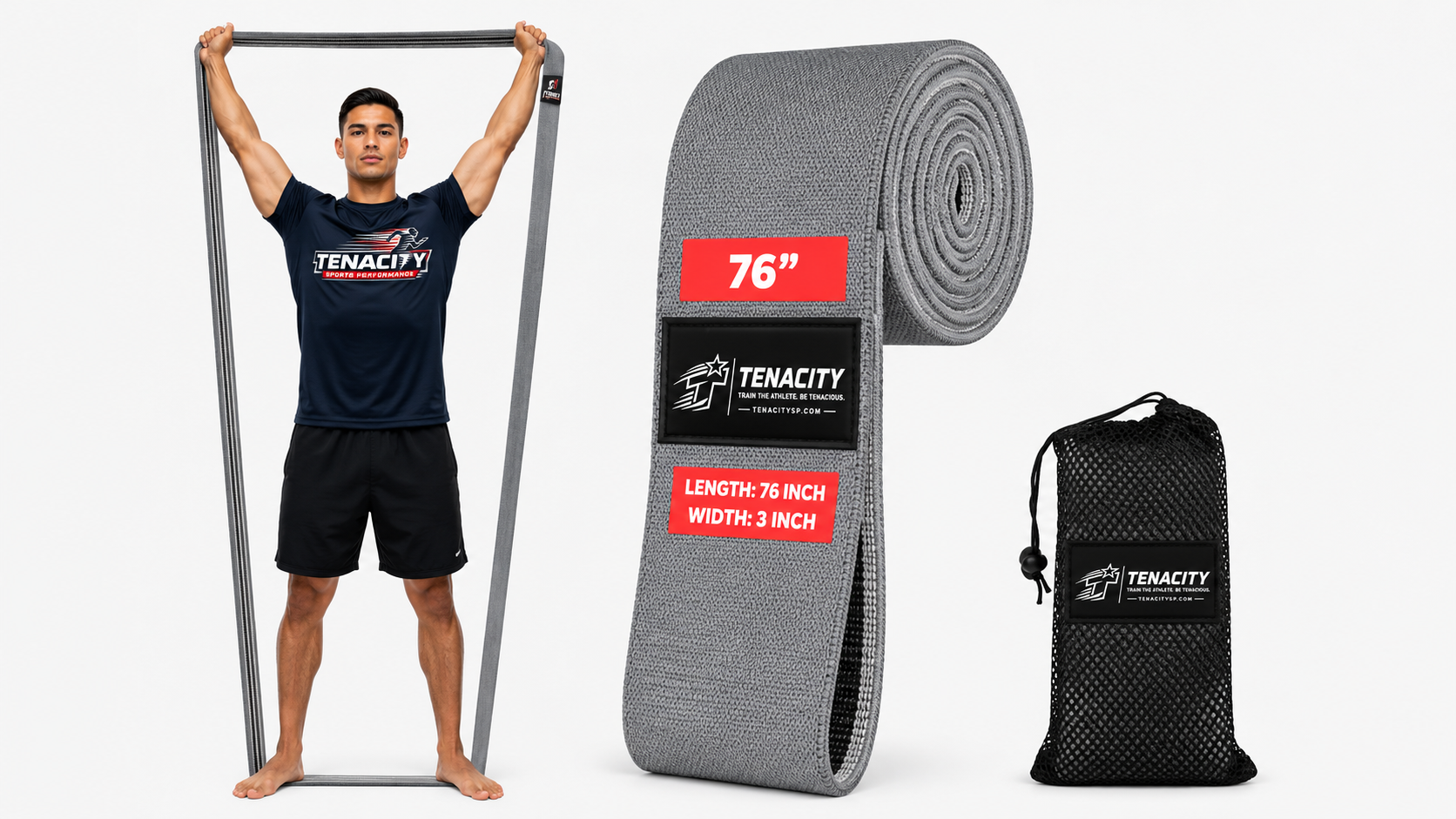 Tenacity 76 inch fabric resistance band with carry bag